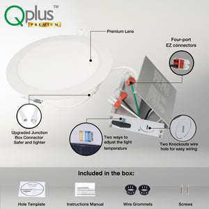 8 Inch Recessed LED Lighting, Slim, 4CCT Color Selectable from Wall Switch, Wet Rated