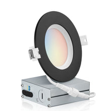 Charger l&#39;image dans la galerie, QPlus Lampe LED encastrable/mince hermétique 10,2 cm, ½ pouce, 10 W, 750 lm, 4 CS (3 000 K/4 000 K/5 000 K/6 500 K/interrupteur), angle de faisceau 140°, intensité variable, certifié Energy Star, listé ETL, classé IC, humide Emplacement, garantie de 5 ans 

