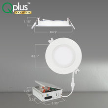 Charger l&#39;image dans la galerie, QPlus Lampe LED encastrable/mince hermétique 10,2 cm, ½ pouce, 10 W, 750 lm, 4 CS (3 000 K/4 000 K/5 000 K/6 500 K/interrupteur), angle de faisceau 140°, intensité variable, certifié Energy Star, listé ETL, classé IC, humide Emplacement, garantie de 5 ans 
