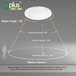 QPlus 9 pouces 4CCT réglable multi couleur température LED détecteur de mouvement encastré 16 W (blanc, argent et bronze) 