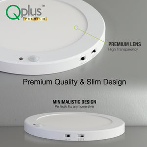 QPlus 9 pouces 4CCT réglable multi couleur température LED détecteur de mouvement encastré 16 W (blanc, argent et bronze) 