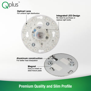 QPlus LED Circular Module Panel, Replacement Light, 4.1 Inch, 12W, 800LM, 1CCT(3000K/4000K/5000K), Dimmable, Energy Star Certified, ETL Listed, 5 Year Warranty