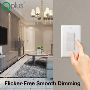 QPlus LED 3 Way Dimmer Switch with Wall Plate - cUL & FCC Certified