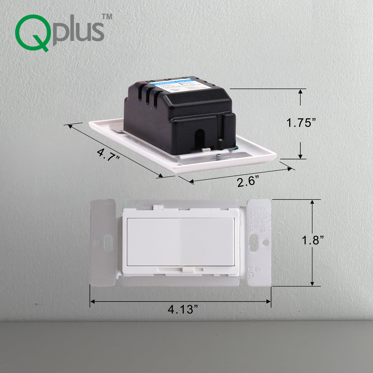 Gradateur LED 3 voies QPlus avec plaque murale - Certifié cUL et FCC