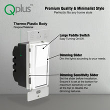 Load image into Gallery viewer, QPlus LED 3 Way Dimmer Switch with Wall Plate - cUL &amp; FCC Certified

