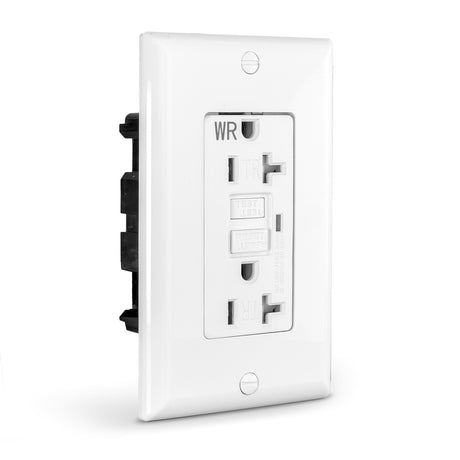 QPlus 20Amp Tamper & Water Resistant GFCI Receptacle Outlet with LED Indicator 2500W - UL Listed