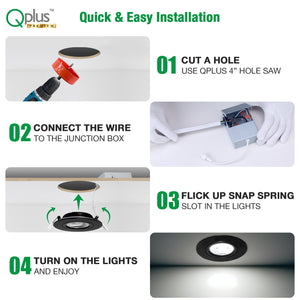 QPlus Lampe à cardan LED 4 pouces 5CCT - Intensité variable, emplacement humide, garantie de 5 ans