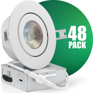 4 Inch Airtight Recessed LED Lighting, Gimbal, 5CCT Color Selectable, Wet Rated