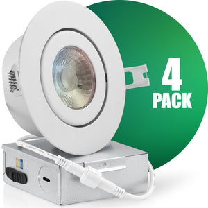 4 Inch Airtight Recessed LED Lighting, Gimbal, 5CCT Color Selectable, Wet Rated