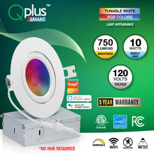 Load image into Gallery viewer, QPlus WiFi Smart LED Gimbal Pot Light - RGB Color Tuning, 4 Inch, Energy Star Certified, 5 Year Warranty