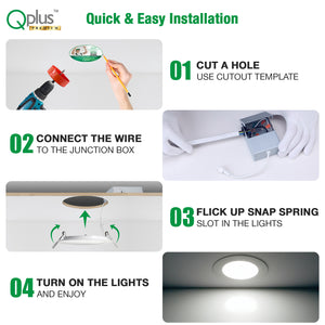 QPlus Lampe LED encastrable fine de 15,2 cm avec boîte de jonction en métal, 13 W, 1050 lm, 5 CCT (2 700 K/3 000 K/3 500/4 000 K/5 000 K), couleur variable, intensité variable, certifié Energy Star, liste ETL, classe IC, classe humide, 5 Année de garantie