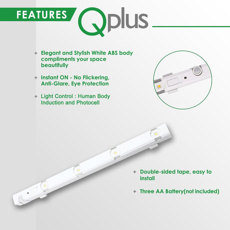 QPlus LED Motion Sensor Under Cabinet/Closet Light Sticks (Set of 3)