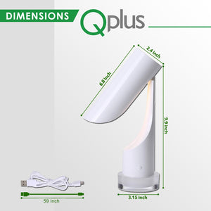 Lampe de table cylindrique rechargeable QPlus pour salle d'étude - 2 modes de couleur et base de lumière colorée