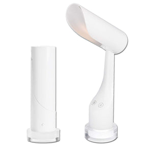 Lampe de table cylindrique rechargeable QPlus pour salle d'étude - 2 modes de couleur et base de lumière colorée