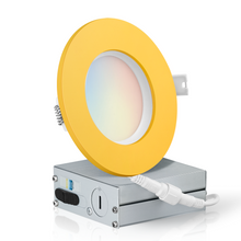 Charger l&#39;image dans la galerie, QPlus Lampe LED encastrable/mince hermétique 10,2 cm, ½ pouce, 10 W, 750 lm, 4 CS (3 000 K/4 000 K/5 000 K/6 500 K/interrupteur), angle de faisceau 140°, intensité variable, certifié Energy Star, listé ETL, classé IC, humide Emplacement, garantie de 5 ans 
