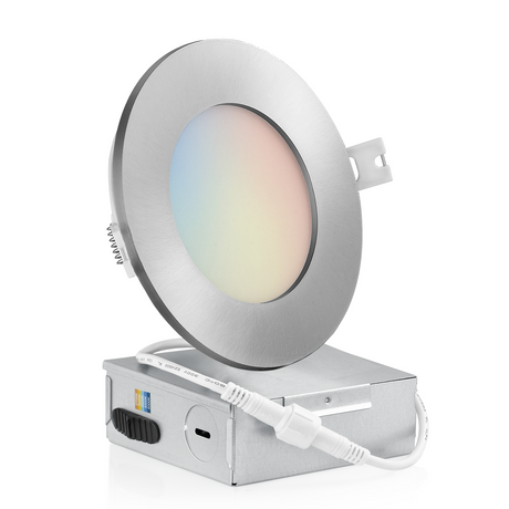 4 Inch Recessed LED Lighting, Slim, 5CCT Color Selectable, Wet Rated with EZ (4 port) Connector