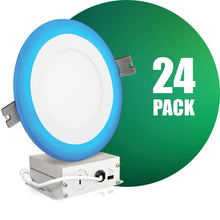 Load image into Gallery viewer, QPlus LED Recessed/Slim Airtight Pot Light, 4 Inch, 10W, 750LM, 3CCT(3000K/4000K/5000K/Blue) with The Metal Junction Box, Beam Angle 140°, Dimmable, Energy Star Certified, ETL Listed, IC-Rated, Damp Location, 5 Year Warranty, White Trim