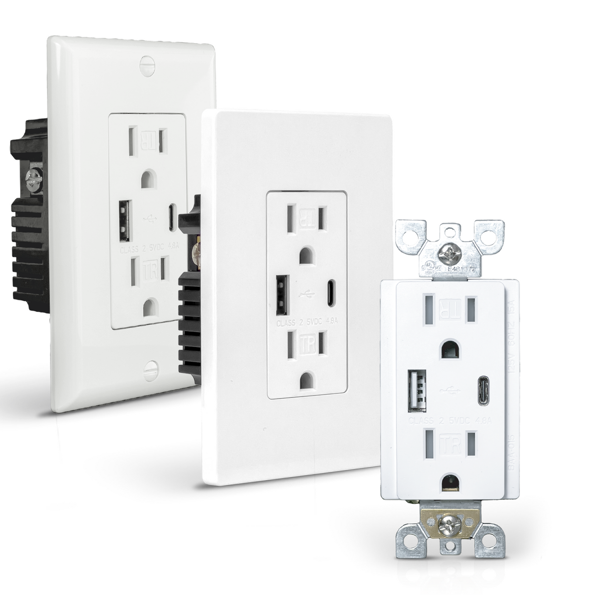 QPlus 15 Amp Type-C & A Wall Receptacle Outlet, Tamper Resistant 1875W - UL Listed