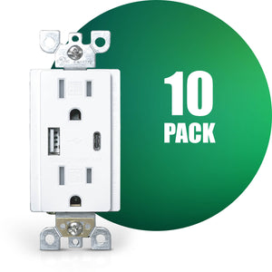 QPlus 15 Amp Type-C & A Wall Receptacle Outlet, Tamper Resistant 1875W - UL Listed