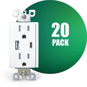 QPlus 15 Amp Type-C & A Wall Receptacle Outlet, Tamper Resistant 1875W - UL Listed