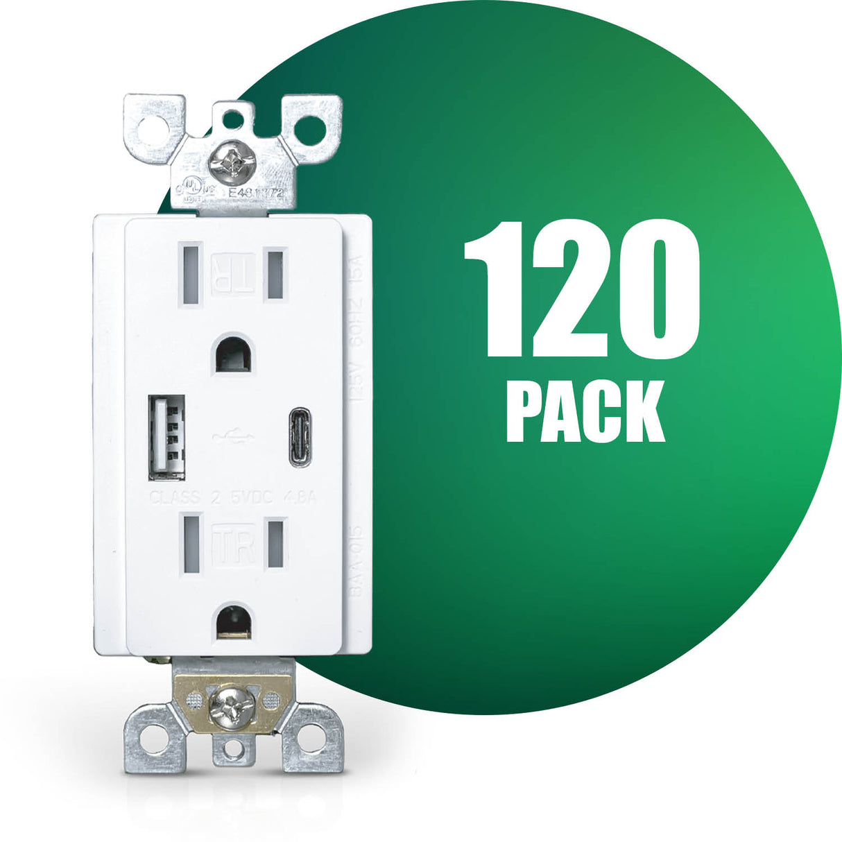 QPlus 15 Amp Type-C & A Wall Receptacle Outlet, Tamper Resistant 1875W - UL Listed