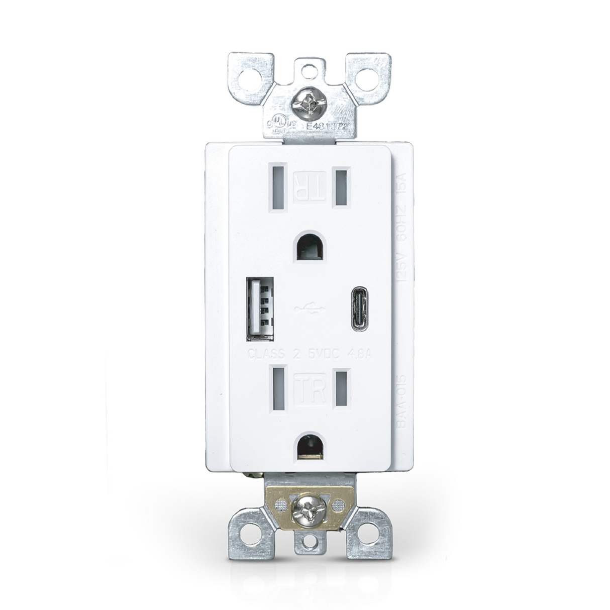 QPlus 15 Amp Type-C & A Wall Receptacle Outlet, Tamper Resistant 1875W - UL Listed