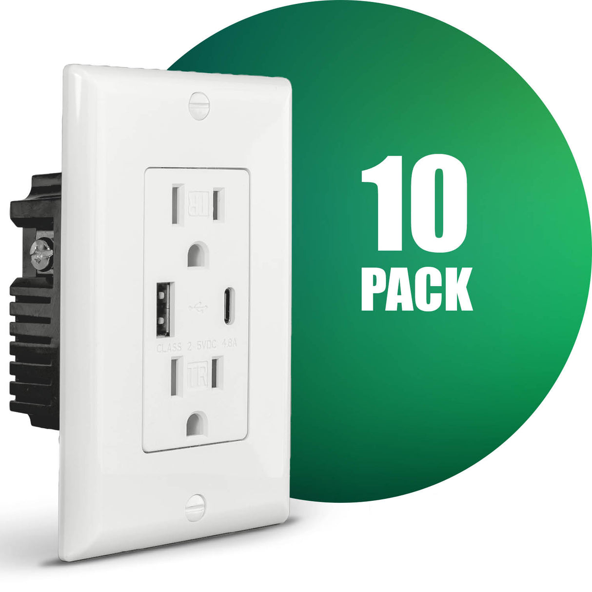 QPlus 15 Amp Type-C & A Wall Receptacle Outlet, Tamper Resistant 1875W - UL Listed