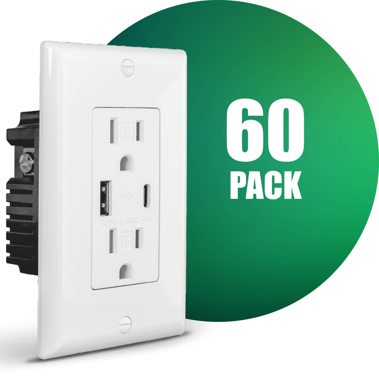 QPlus 15 Amp Type-C & A Wall Receptacle Outlet, Tamper Resistant 1875W - UL Listed