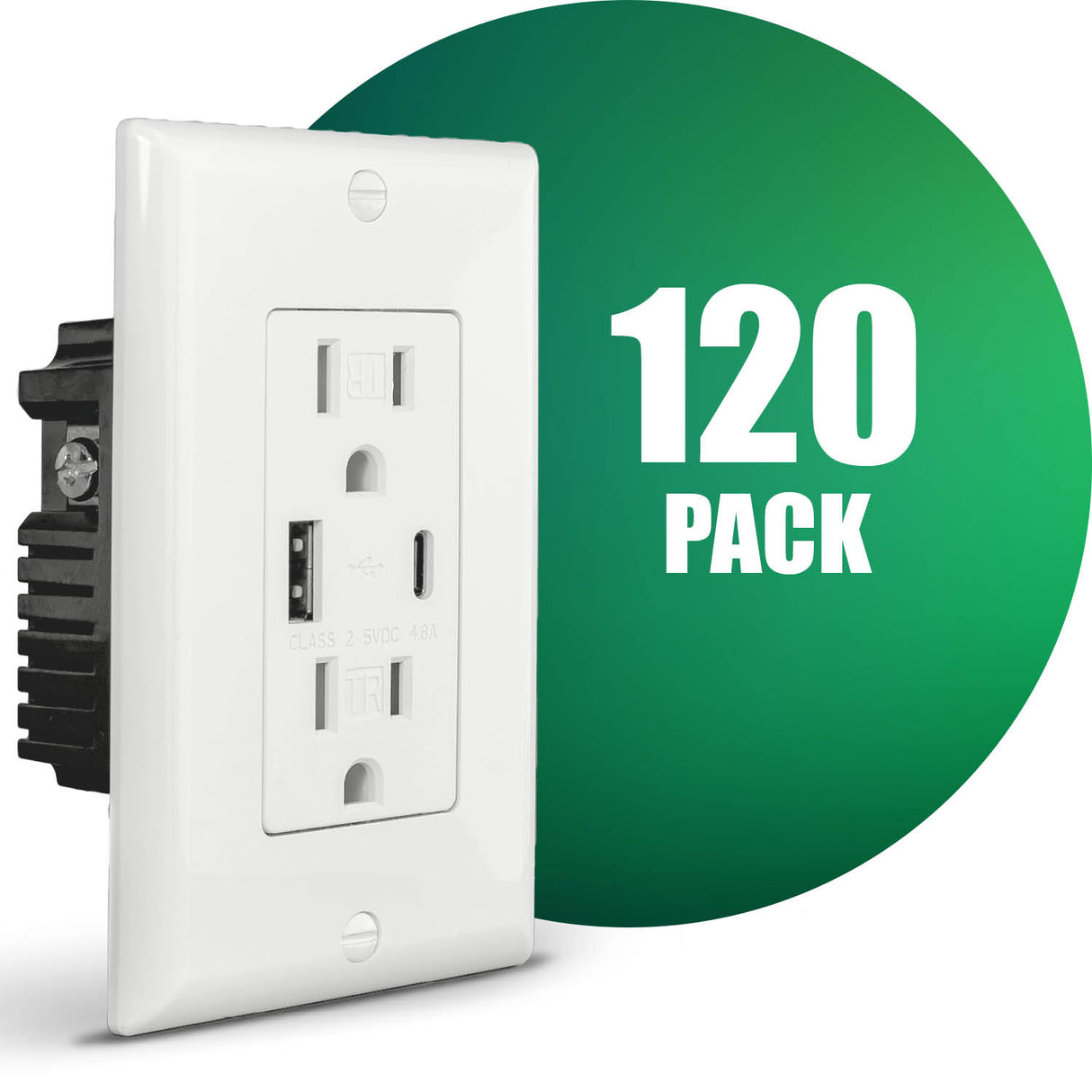 QPlus 15 Amp Type-C & A Wall Receptacle Outlet, Tamper Resistant 1875W - UL Listed