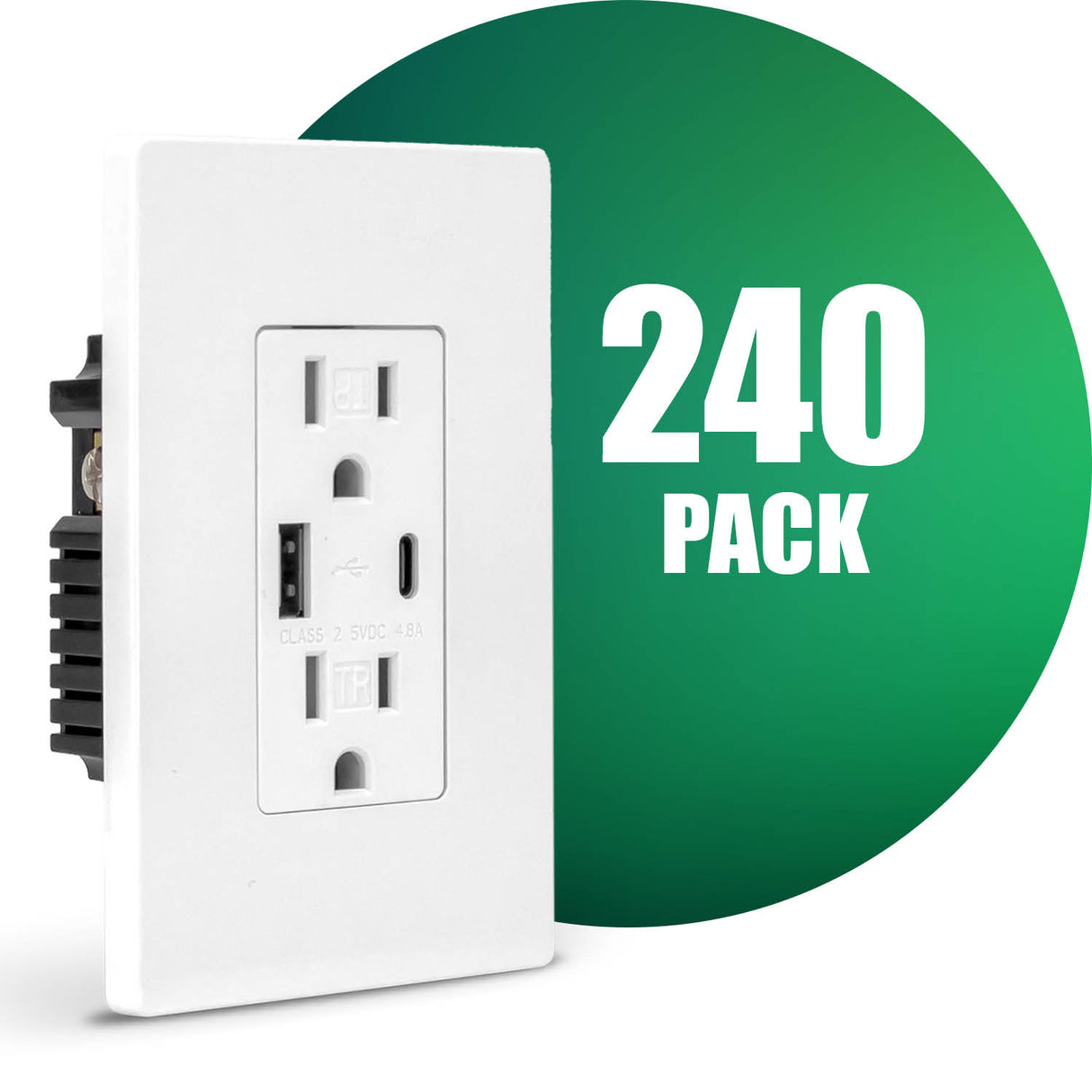 QPlus 15 Amp Type-C & A Wall Receptacle Outlet, Tamper Resistant 1875W - UL Listed