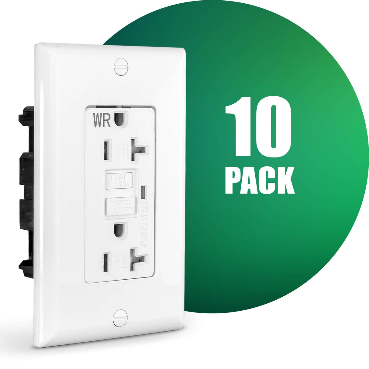 QPlus 20Amp Tamper & Water Resistant GFCI Receptacle Outlet with LED Indicator 2500W - UL Listed