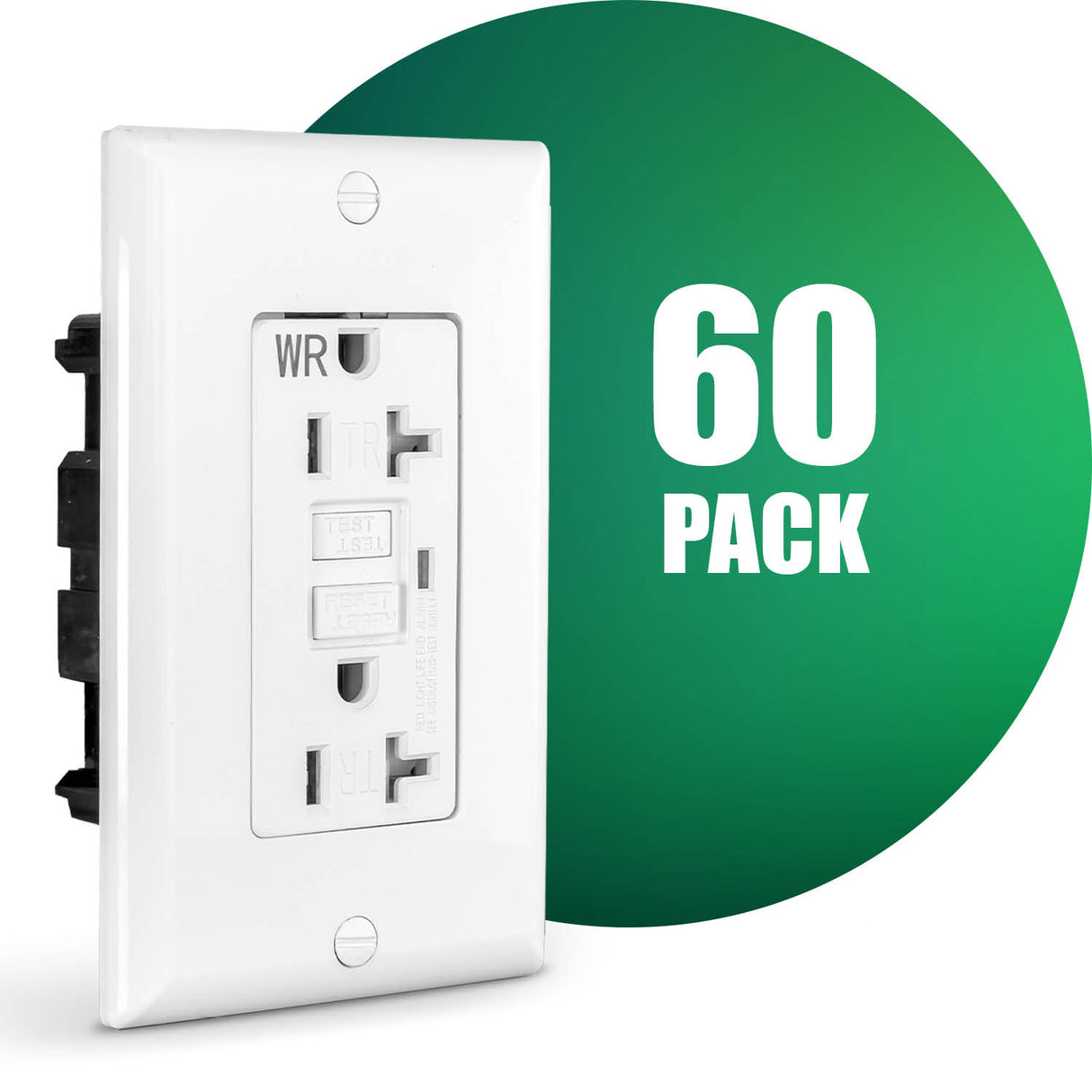 QPlus 20Amp Tamper & Water Resistant GFCI Receptacle Outlet with LED Indicator 2500W - UL Listed