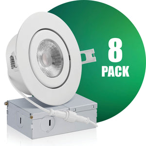 QPlus Lampe LED encastrable à cardan hermétique de 10,2 cm avec boîte de jonction en métal, 10 W, 750 lm, CCT unique, intensité variable, certifié Energy Star, répertorié ETL, classé IC, emplacement humide, garantie de 5 ans