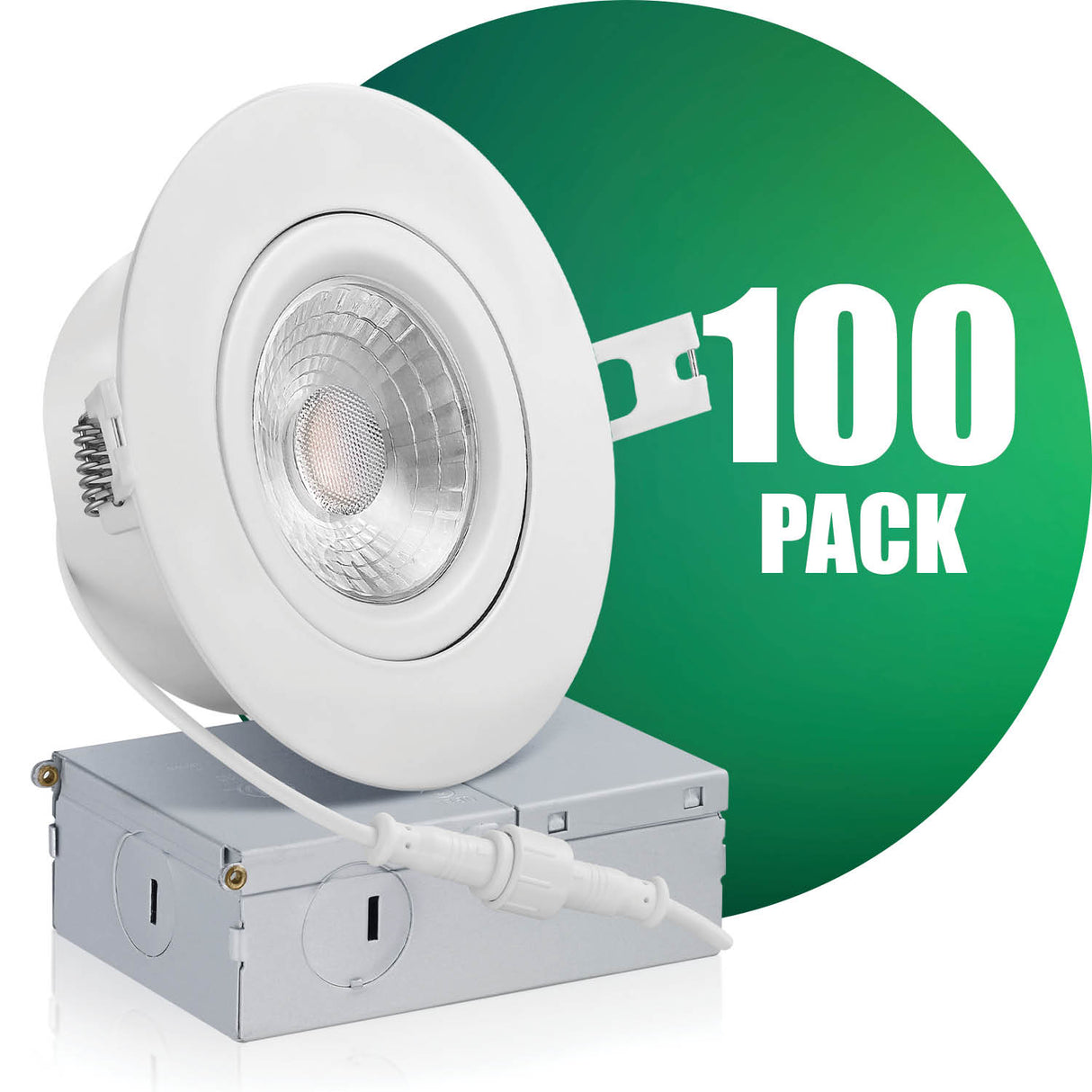 QPlus Lampe LED encastrable à cardan hermétique de 10,2 cm avec boîte de jonction en métal, espace étroit, 10 W, 750 lm, CCT unique, intensité variable, certifié Energy Star, répertorié ETL, classé IC, emplacement humide, garantie de 5 ans