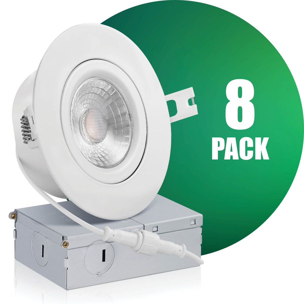QPlus Lampe LED encastrable à cardan hermétique de 10,2 cm avec boîte de jonction en métal, espace étroit, 10 W, 750 lm, CCT unique, intensité variable, certifié Energy Star, répertorié ETL, classé IC, emplacement humide, garantie de 5 ans