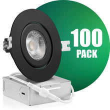 Load image into Gallery viewer, QPlus LED Recessed/Rotatable Gimbal Pot Light, 4 Inch, 10W, 750LM, Single CCT with The Metal Junction Box, Beam Angle 40°, Dimmable, Energy Star Certified, ETL Listed, IC-Rated,  Damp Location, 5 Year Warranty