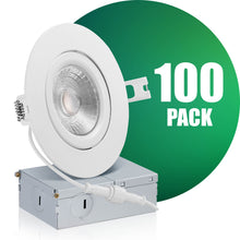 Load image into Gallery viewer, QPlus LED Recessed/Rotatable Gimbal Pot Light, Narrow Gap, 4 Inch, 10W, 750LM, Single CCT with The Metal Junction Box, Beam Angle 40°, Dimmable, Energy Star Certified, ETL Listed, IC-Rated,  Damp Location, 5 Year Warranty
