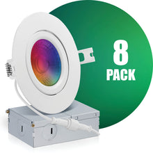 Load image into Gallery viewer, QPlus WiFi Smart LED Gimbal Pot Light - RGB Color Tuning, 4 Inch, Energy Star Certified, 5 Year Warranty