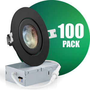 4 Inch Recessed LED Lighting, Gimbal, 5CCT Color Selectable, Wet Rated, Black Trim