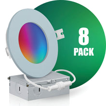 Charger l&#39;image dans la galerie, QPlus LED Recessed/Slim Smart Pot Light (WiFi - No Hub), 4 Inch, 10W, 750LM, RGB 16 million colors &amp; Tunable White 2700K to 6500K with the Metal Junction Box, Beam Angle 140°, Dimmable, Energy Star Certified, ETL Listed, Wet Rated, 5 Year Warranty