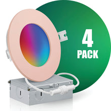 Charger l&#39;image dans la galerie, QPlus LED Recessed/Slim Smart Pot Light (WiFi - No Hub), 4 Inch, 10W, 750LM, RGB 16 million colors &amp; Tunable White 2700K to 6500K with the Metal Junction Box, Beam Angle 140°, Dimmable, Energy Star Certified, ETL Listed, Wet Rated, 5 Year Warranty