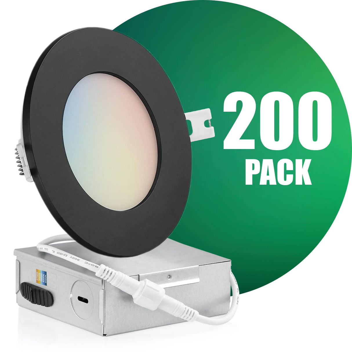 4 Inch Recessed LED Lighting, Slim, 5CCT Color Selectable, Wet Rated with EZ (4 port) Connector
