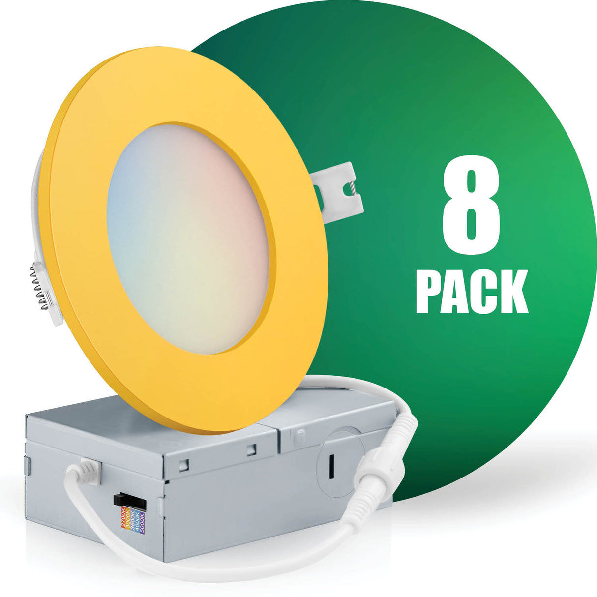 4 Inch Recessed LED Lighting, Slim, 5CCT Color Selectable, Wet Rated with EZ (4 port) Connector
