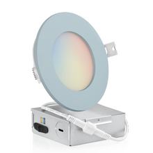 Charger l&#39;image dans la galerie, QPlus LED Recessed/Slim Airtight Pot Light, Wet Rated, 4 Inch, 9W, 750LM, 5CCT(2700K/3000K/3500/4000K/5000K) w Metal Junction Box, Beam Angle 140°, EZ (4 port) Connector, Dimmable, Energy Star Certified, ETL Listed, IC-Rated, Damp Location, 5 Yr Warranty