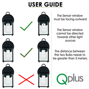 QPlus A19 LED Photocell Light Bulb, 10W, 750LM, 1CCT(3000K/4000K/5000K), Non-Dimmable, Dusk to Dawn Sensor, E26 Medium Screw Base, Energy Star Certified, UL Listed, 3 Year Warranty