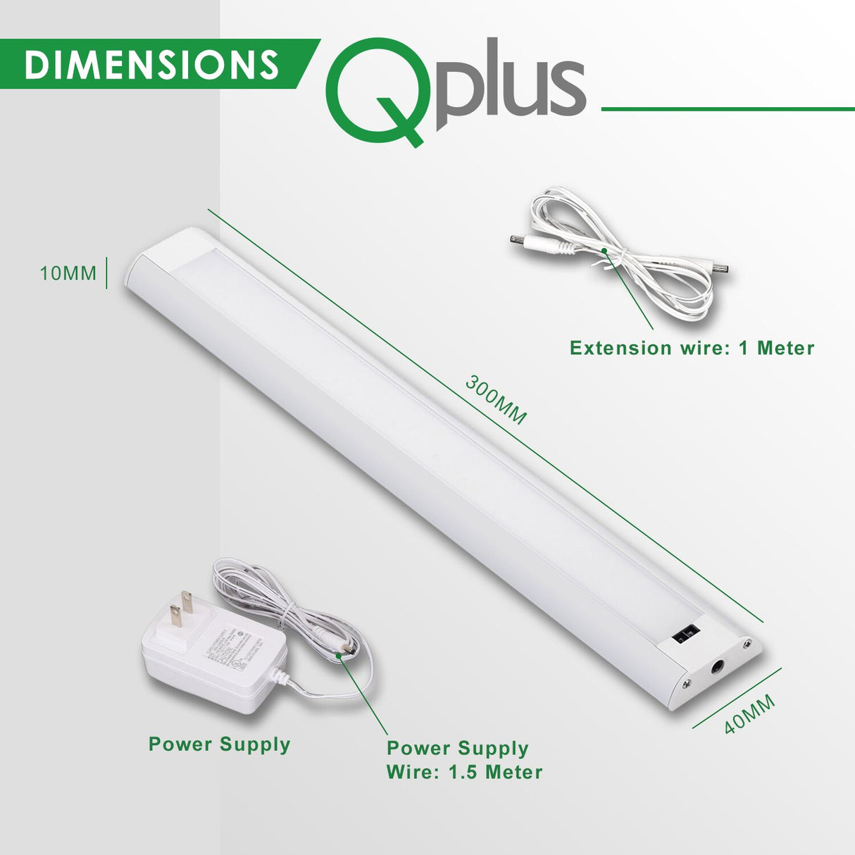 QPlus Hand Sweep Sensor Under Cabinet/Closet LED Lights with Power Adapter (Set of 2)