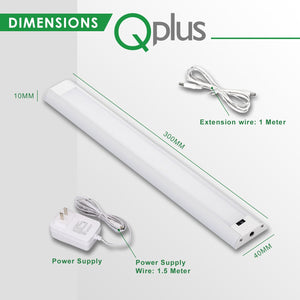 QPlus Capteur de balayage manuel sous armoire/placard Lumières LED avec adaptateur secteur (lot de 2) 3000K ou 4000K